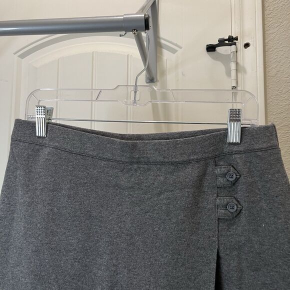 Lands End Gray Knit Cotton Button Front Casual Skort Pull On Shorts Womens Sz 10 - Picture 2 of 8